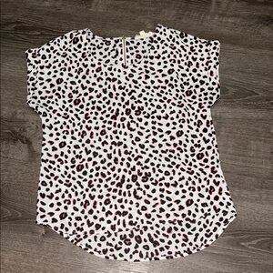 Hippie Rose Black and White Leopard Print Short Sleeve Top
